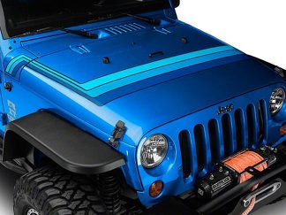 Strisce sul cofano stile retrò - Blu Per modelli Jeep Wrangler JK 2007-2018