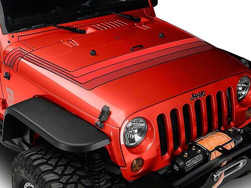 Strisce sul cofano stile retrò - Rosso Per modelli Jeep Wrangler JK 2007-2018