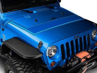 Strisce cappuccio gessate stile retrò - blu per modelli Jeep Wrangler JK 2007-2018