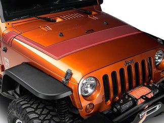 Strisce cappuccio gessate stile retrò - arancione per modelli Jeep Wrangler JK 2007-2018