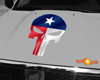 Punisher Skull Texas State Flag Vinyl Hood Decal Si adatta a tutte le auto / camion / jeep