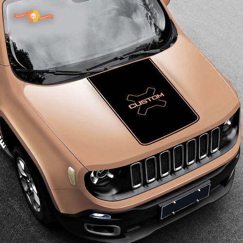 CUSTOM Cross Inset Hood Panel Cofano Adesivo in vinile per Jeep Renegade