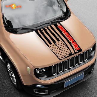 2 colori cappuccio Jeep Renegade Distressed bandiera americana logo grafica decalcomania in vinile SUV