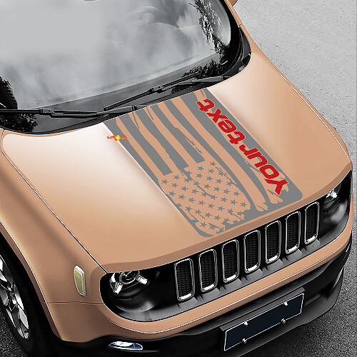 Adesivo in Vinile con Bandiera Americana Stropicciata per Cofano Jeep Renegade