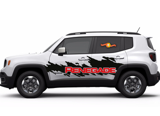 Decalcomania in vinile grafica con logo Jeep Renegade Side Splash a 2 colori e grafica per parabrezza