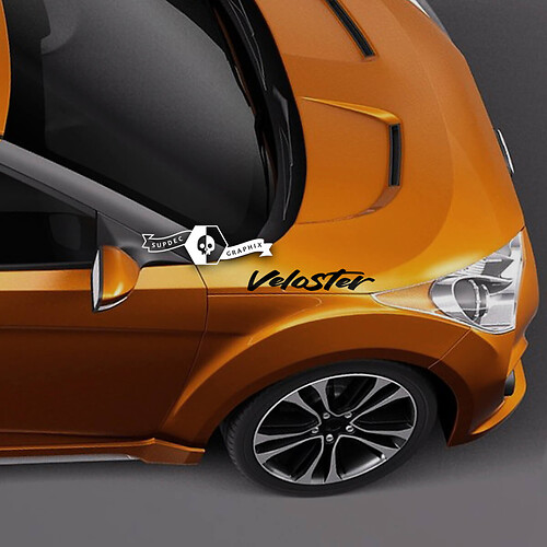 Coppia adesivi per decalcomanie con scritte sul cofano, logo emblema, in vinile Veloster per Hyundai
