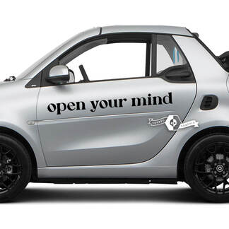 Coppia Lettering Apri La Tua Mente. - Adesivo per decalcomania in vinile con logo emblema Smart Car per Smart
