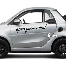 Coppia Lettering Apri La Tua Mente. - Adesivo per decalcomania in vinile con logo emblema Smart Car per Smart
 3