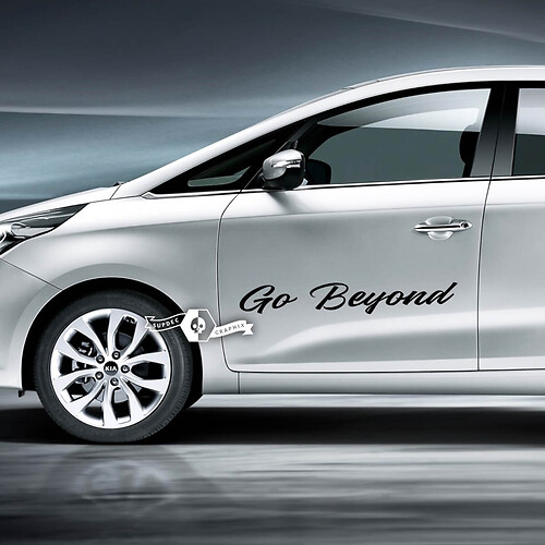 Coppia porte scritte Go Beyond Emblem Logo adesivo decalcomania in vinile
