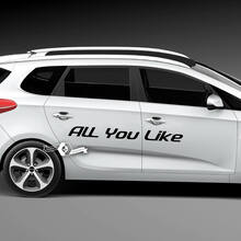 Coppia porte con scritta All You Like Emblem Logo Adesivo in vinile
 2