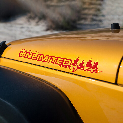 Adesivi in vinile per cofano stile Forest Off Road Unlimited per Jeep Wrangler