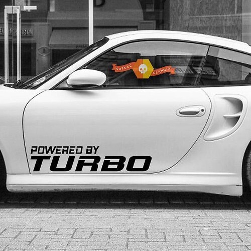Adesivo in Vinile Powered by Turbo Side Door per Porsche 911