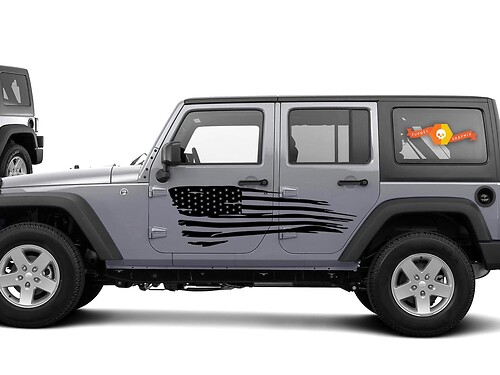 Adesivo in vinile con bandiera USA in stile usurato per portiera laterale Jeep Wrangler