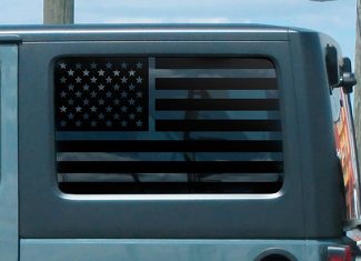 2 x Jeep Hardtop Flag Decal Regular USA American Wrangler JKU Window