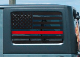 Set di decalcomanie bandiera Jeep Hardtop - Thin Red Line Fire USA American Wrangler JKU