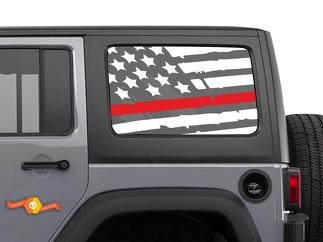 Distressed Thin Red line flag Decal adesivo laterale in vinile Jeep FireFighter Fire