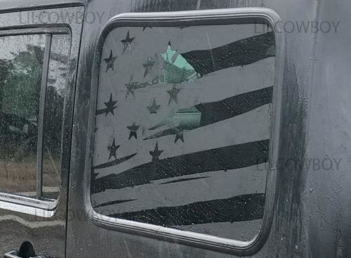 Adesivo in vinile con bandiera USA consumata per finestrino laterale Jeep Wrangler