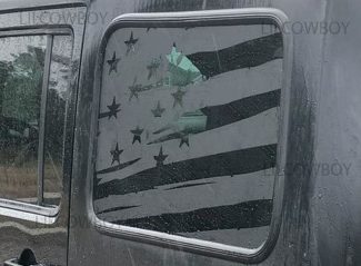 JKU Finestrino laterale Distressed USA Flag decalcomania adesiva in vinile Jeep Wrangler