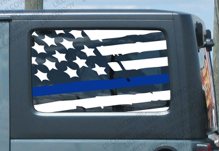 Bandiera della linea blu in difficoltà Adesivo laterale in vinile decalcomania Jeep La polizia vive la materia