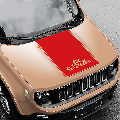 Adesivo in Vinile Nero Stile Montagna Cofano 2 per Jeep Renegade