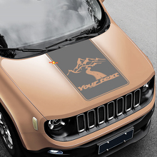 Adesivo in Vinile Nero Stile Road To Mountains per Cofano Jeep Renegade 2