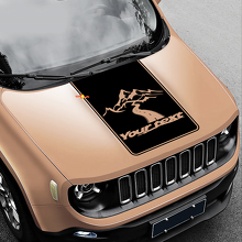 Adesivo in Vinile Nero Stile Road To Mountains per Cofano Jeep Renegade 3
