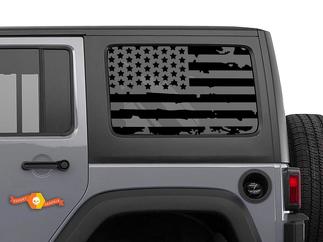 2 decalcomanie bandiera Jeep Hardtop usurati USA Wrangler JKU finestra americana