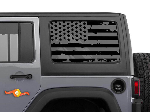 Set di Adesivi per Finestrini Hardtop con Bandiera Americana Usurata per Jeep Wrangler JKU