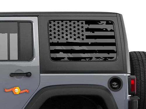 Set di Adesivi per Finestrini Hardtop con Bandiera Americana Usurata per Jeep Wrangler JKU