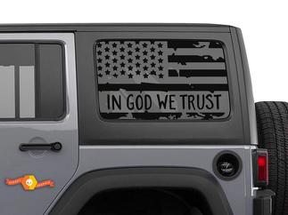 2 decalcomanie bandiera Jeep Hardtop - In GOD We Trust - USA American Wrangler Window