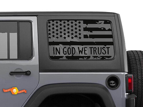 In God We Trust Kit di decalcomanie in vinile per finestrino laterale con bandiera USA per Jeep Wrangler