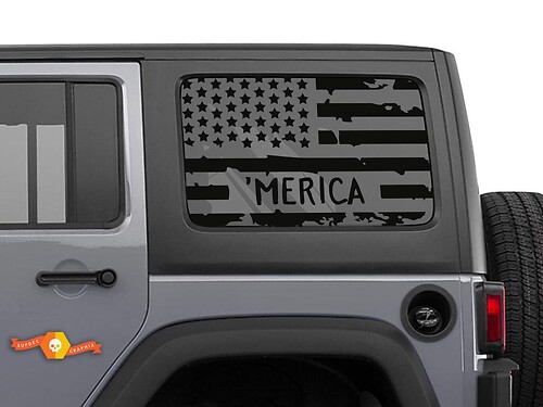 Adesivo in Vinile con Bandiera USA 'Merica per Finestrino Laterale Jeep Wrangler