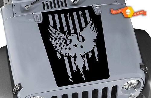 Adesivo in vinile decalcomania con aquila e bandiera USA consumata per Jeep Wrangler 2007-2017