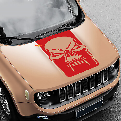 Adesivo in Vinile con Grafica Teschio Grunge Laterale per Cofano Jeep Renegade