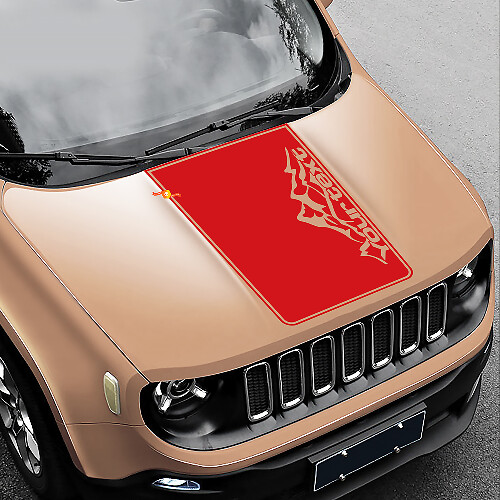 Adesivo in Vinile con Scritta e Grafica Montagna per Cofano Jeep Renegade