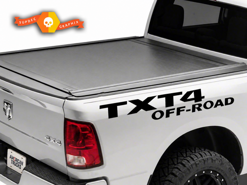 TXT4 Off Road Lettere Coppia Adesivi in Vinile per fianco letto per Dodge Ram 1500