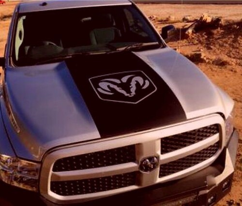 Dodge Ram 1500 Hemi Logo cofano adesivo in vinile, striscia da corsa, grafica Mopar 5.7L Rt
