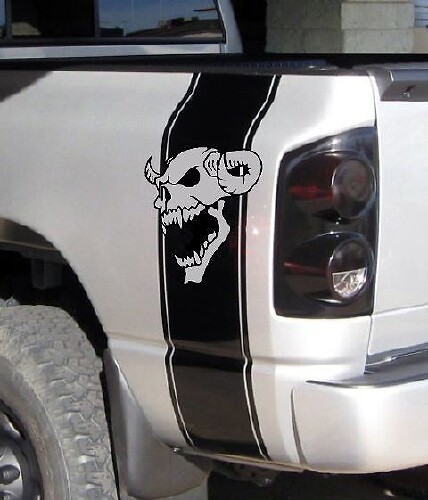 Adesivi in Vinile con Grafica Teschio per Striscia Laterale Posteriore per Dodge Ram Truck