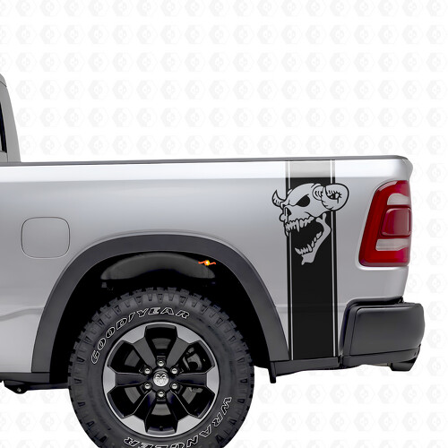 Adesivo in Vinile con Strisce e Grafica Teschio per il Fianco per Dodge Ram 1500