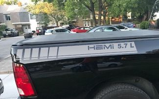 2 strisce decalcomanie in vinile per camion Dodge Ram 1500 5.7 L grafica posteriore posteriore Hemi Mopar