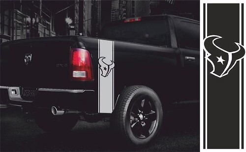 Adesivo in vinile con strisce sagomate Houston Texans per portellone Dodge Ram 1500