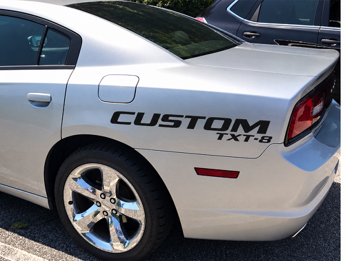 CUSTOM TXT-8 Fender Lettering Pair Parafango posteriore Adesivo in vinile per Dodge Charger