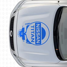 Adesivo in vinile per cofano stile teschio con logo del marchio per Nissan Titan_2
