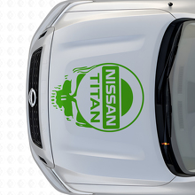 Adesivo in vinile per cofano stile teschio con logo del marchio per Nissan Titan_3