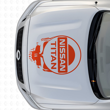 Adesivo in vinile per cofano stile teschio con logo del marchio per Nissan Titan_4