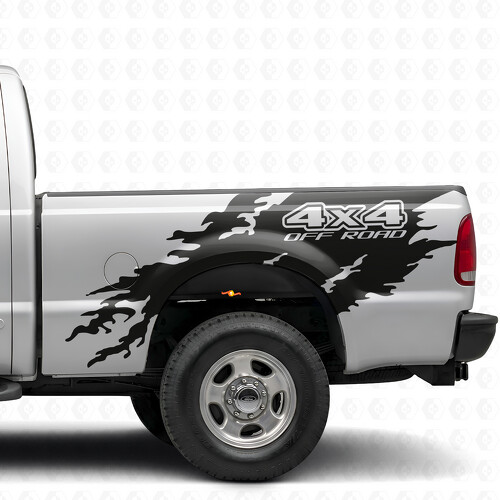 Adesivo in vinile 4x4 Off Road Torn Splash Bedside per Ford F-250 1999-2006
