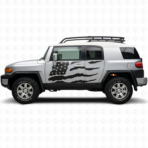 Adesivo in vinile con bandiera americana consumata per porta laterale Toyota FJ Cruiser
