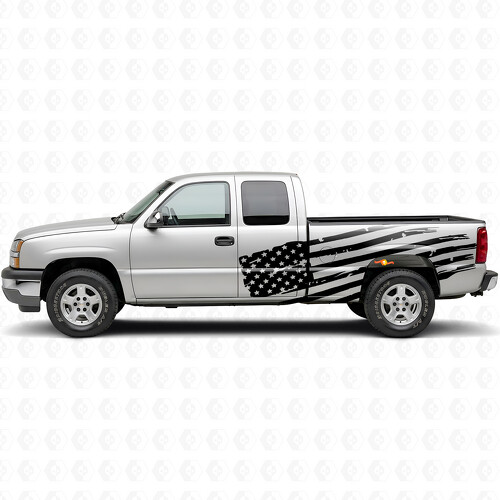 Adesivo in vinile con bandiera americana consumata per porta laterale del letto, per Chevrolet Silverado 1999-2007