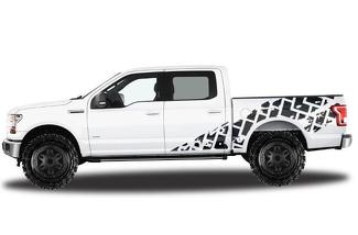 Ford F-150 (2015-2017) Supercrew 5.5 Bed Custom Vinyl Decal Wrap Kit - Tracce di pneumatici
