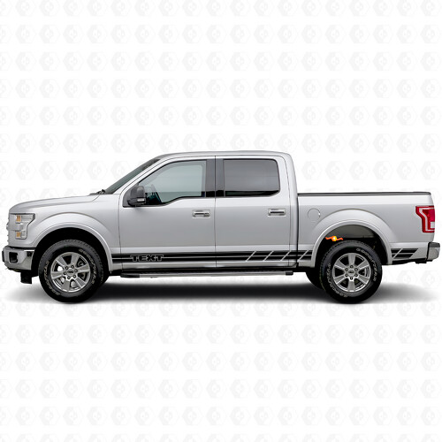 Adesivo in Vinile Personalizzato con Doppie Strisce e Testo Laterale per Portiera Cabina Ford F-150 2015-2017